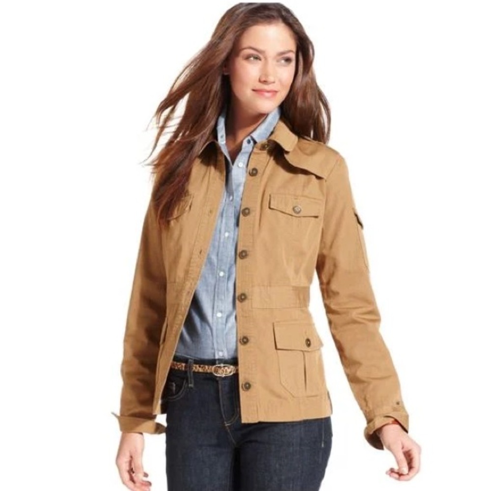 Tommy Hilfiger Tan Utility Jacket with Relaxed Fit